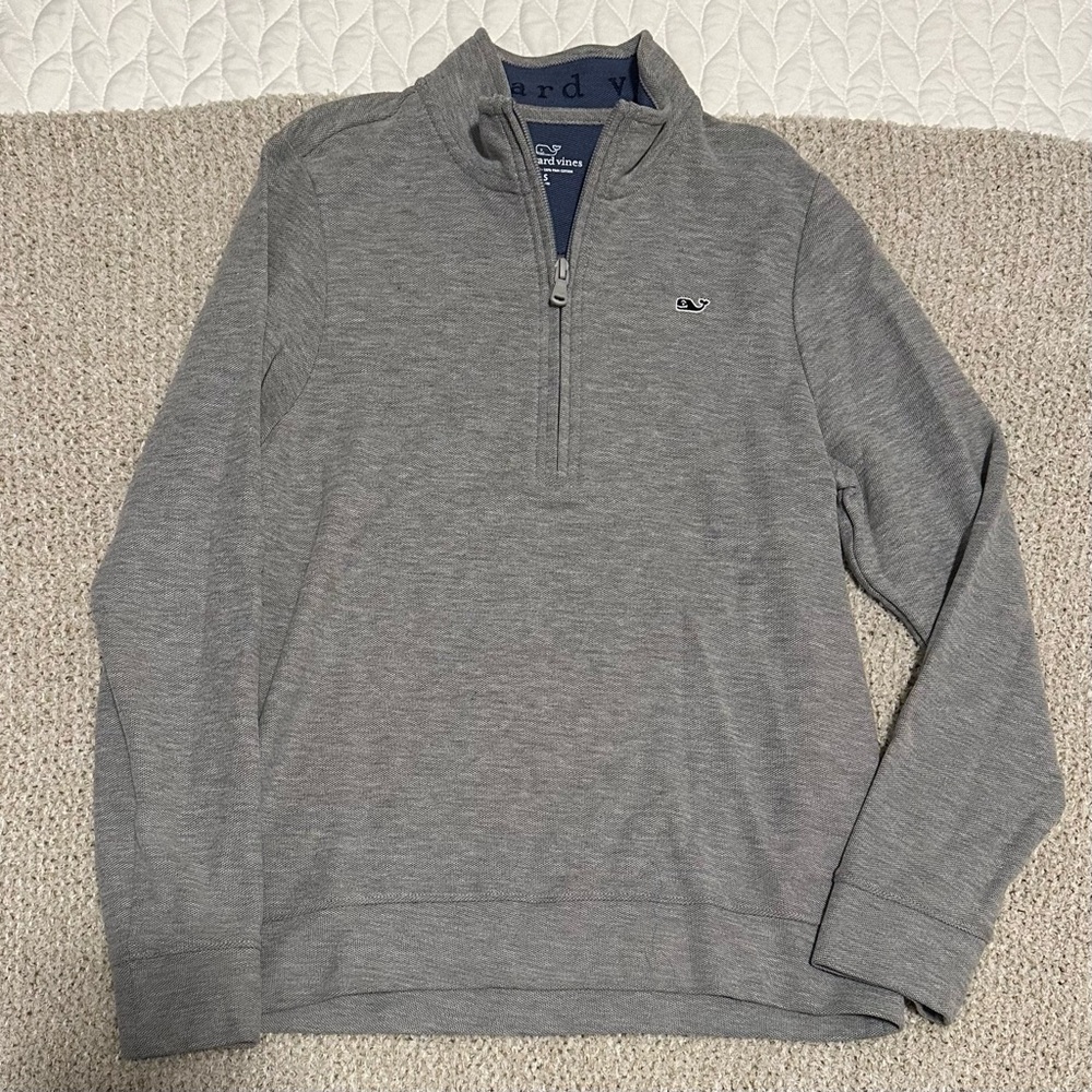 Vineyard Vines Quarter Zip Pullover Grey Boys Small